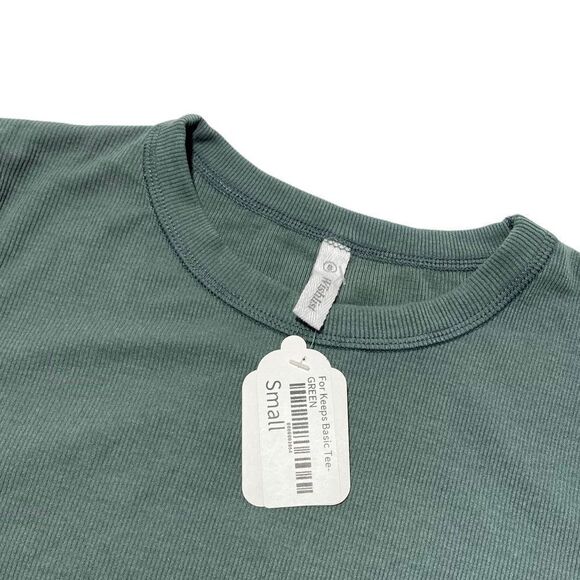WISHLIST Women's For Keeps Basic Ribbed Crewneck T-Shirt Green - Picture 5 of 5